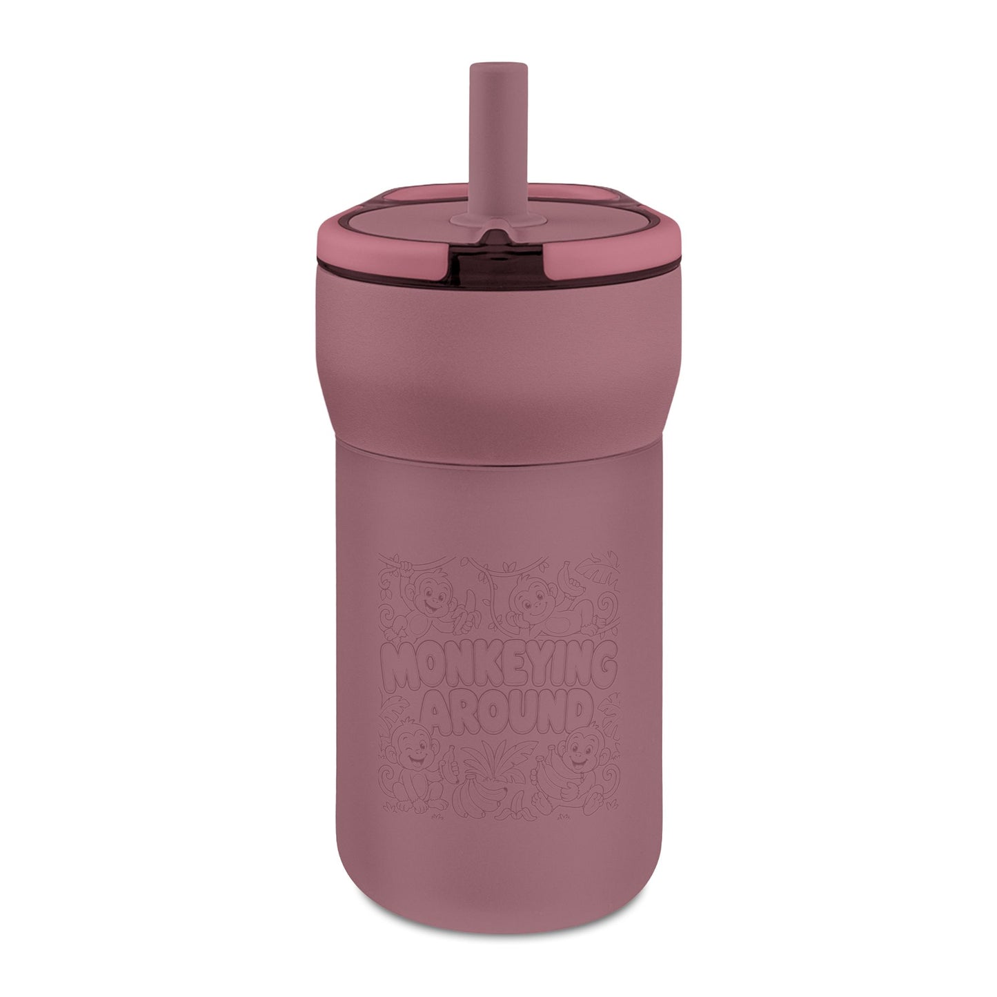 Kids' Leakproof Straw Tumbler, 12oz ( Monkey Engraving)