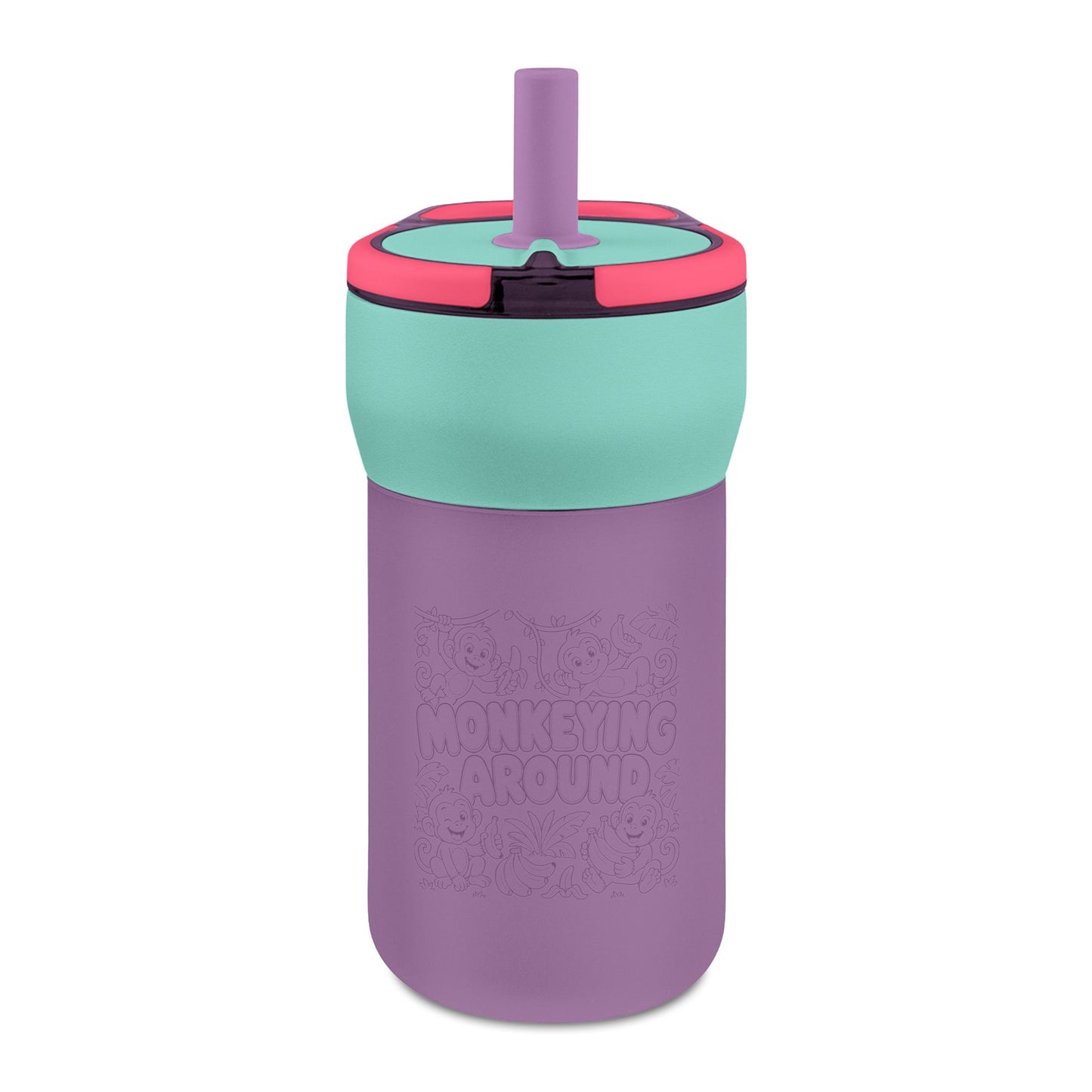 Kids' Leakproof Straw Tumbler, 12oz ( Monkey Engraving)