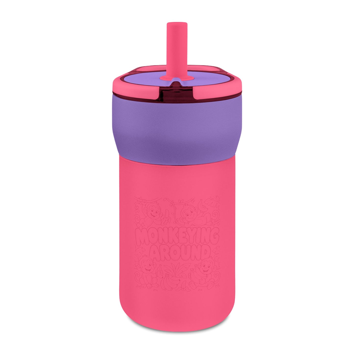 Kids' Leakproof Straw Tumbler, 12oz ( Monkey Engraving)