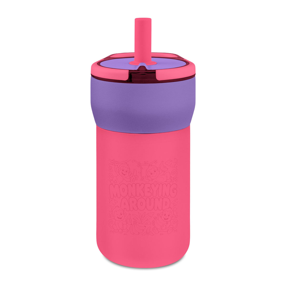 Kids' Leakproof Straw Tumbler, 12oz ( Monkey Engraving)