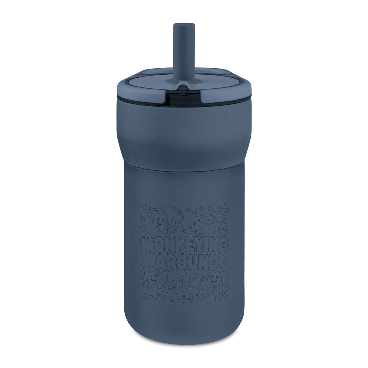 Kids' Leakproof Straw Tumbler, 12oz ( Monkey Engraving)
