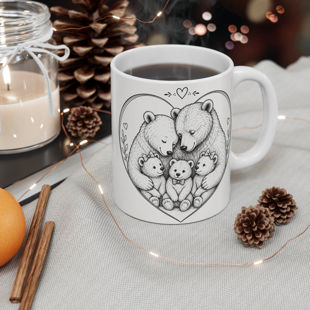 Bear family B/W Mug 11oz