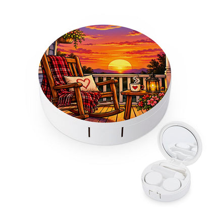 Round Travel Contact Lens Case Sunset