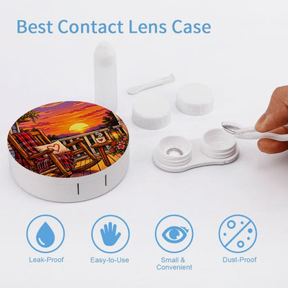 Round Travel Contact Lens Case Sunset