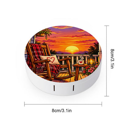 Round Travel Contact Lens Case Sunset